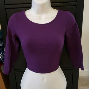 Purple long sleeved crop top
